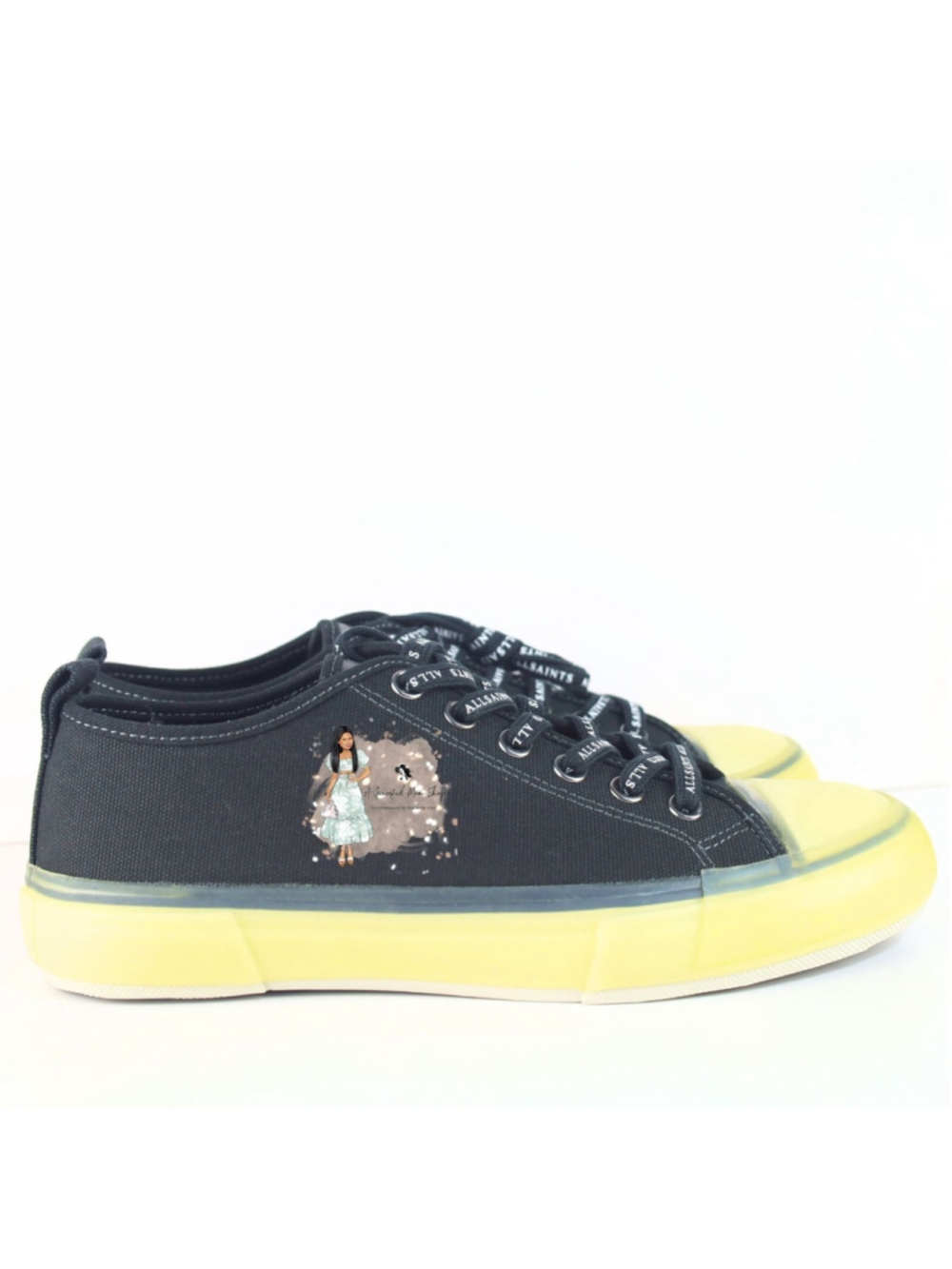 All Saints Jaxon Low Top Canvas Men Sneakers Black Size 8